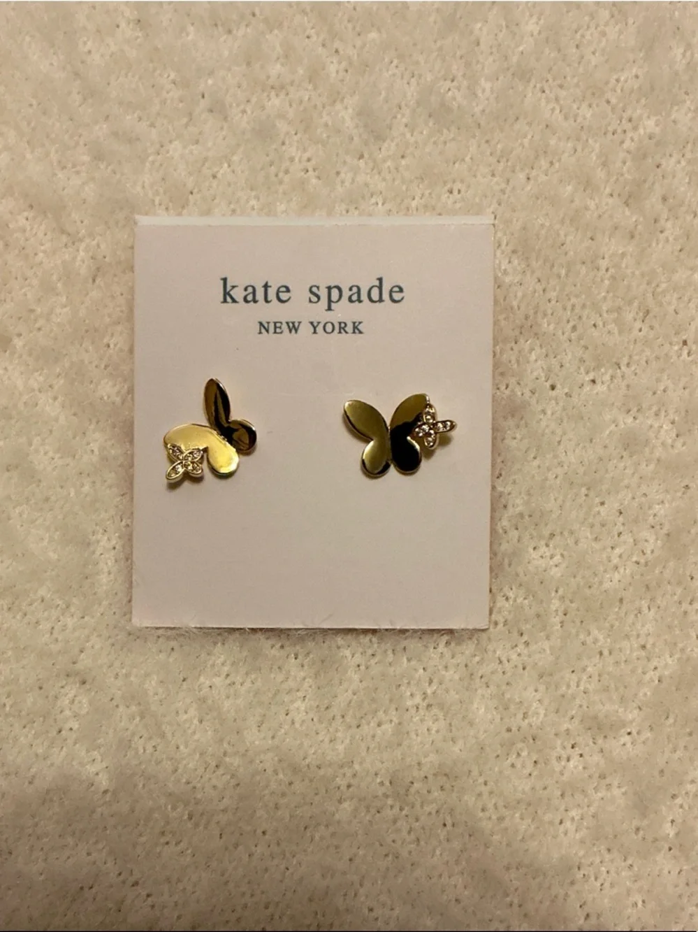 kate spade Gold-tone Butterfly Stud Earrings with Crystal Accent